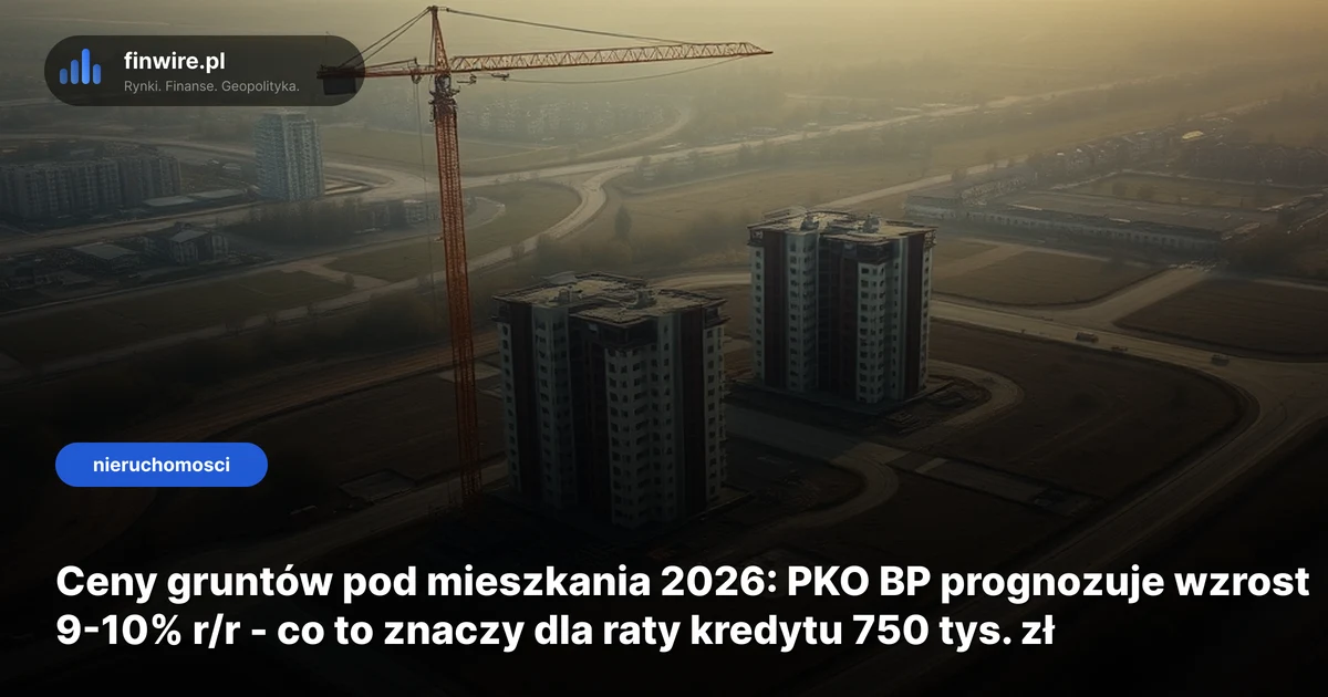 Ceny gruntów pod mieszkania 2026: PKO BP prognozuje wzrost 9-10% r/r - co to znaczy dla raty kredytu 750 tys. zł