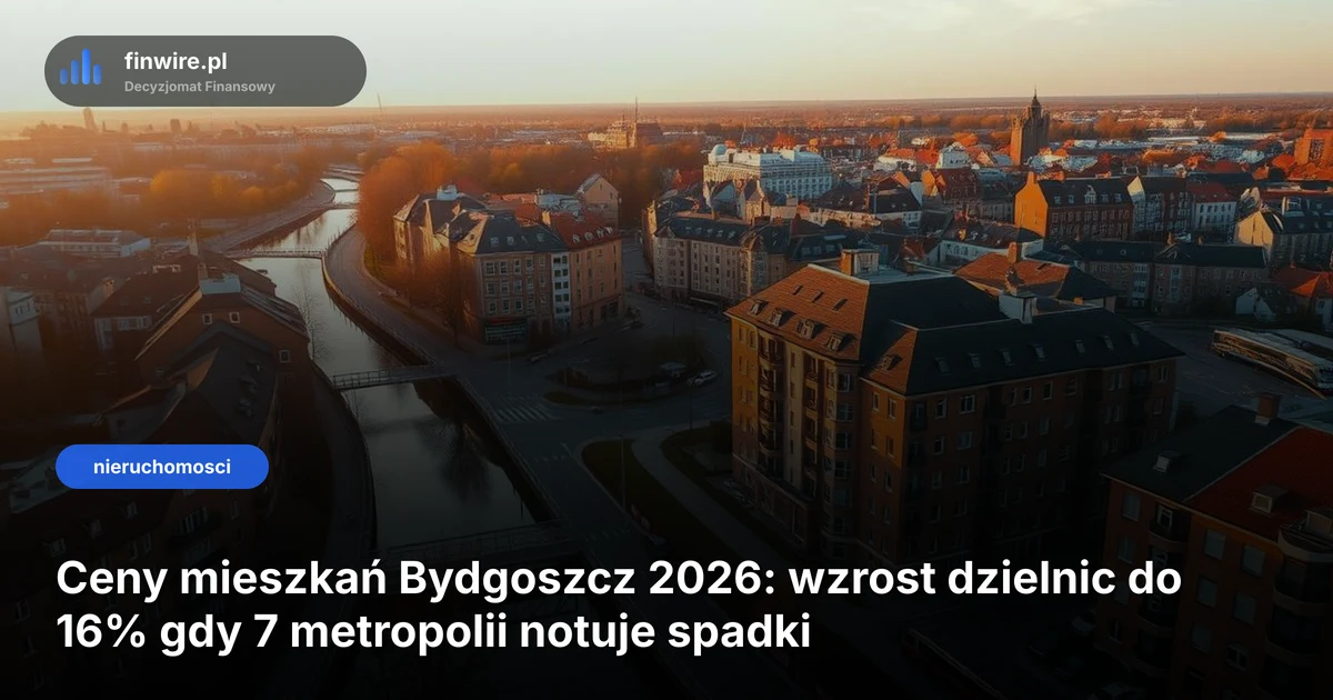 Ceny mieszkań Bydgoszcz 2026: wzrost dzielnic do 16% gdy 7 metropolii notuje spadki