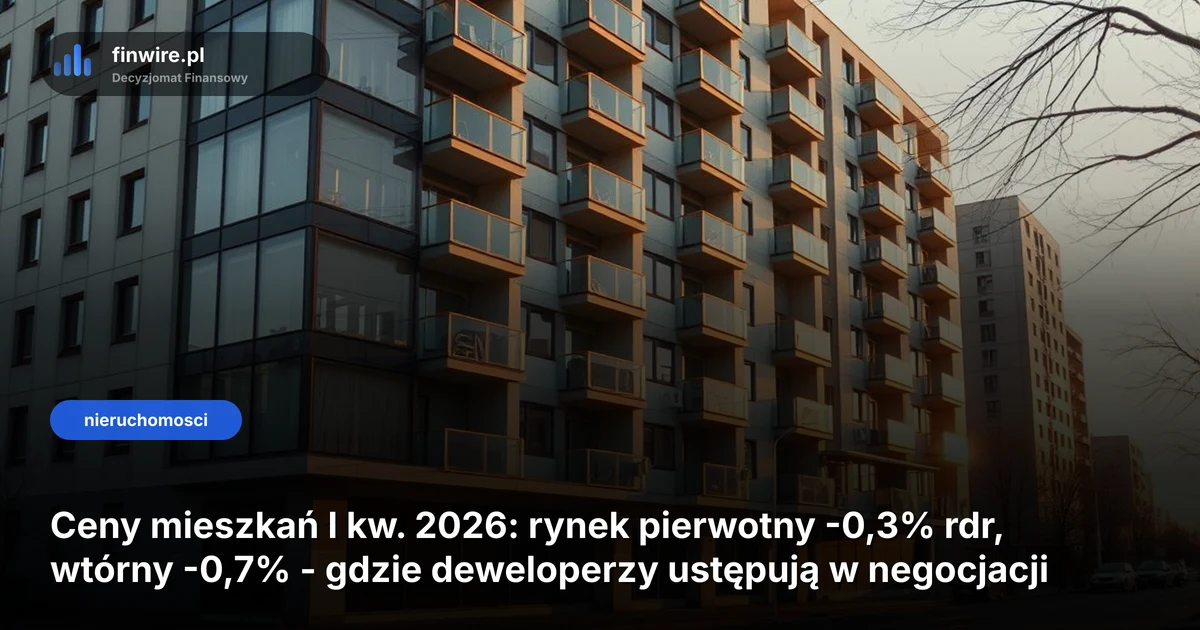 Ceny mieszkań I kw. 2026: rynek pierwotny -0,3% rdr, wtórny -0,7% - gdzie deweloperzy ustępują w negocjacji