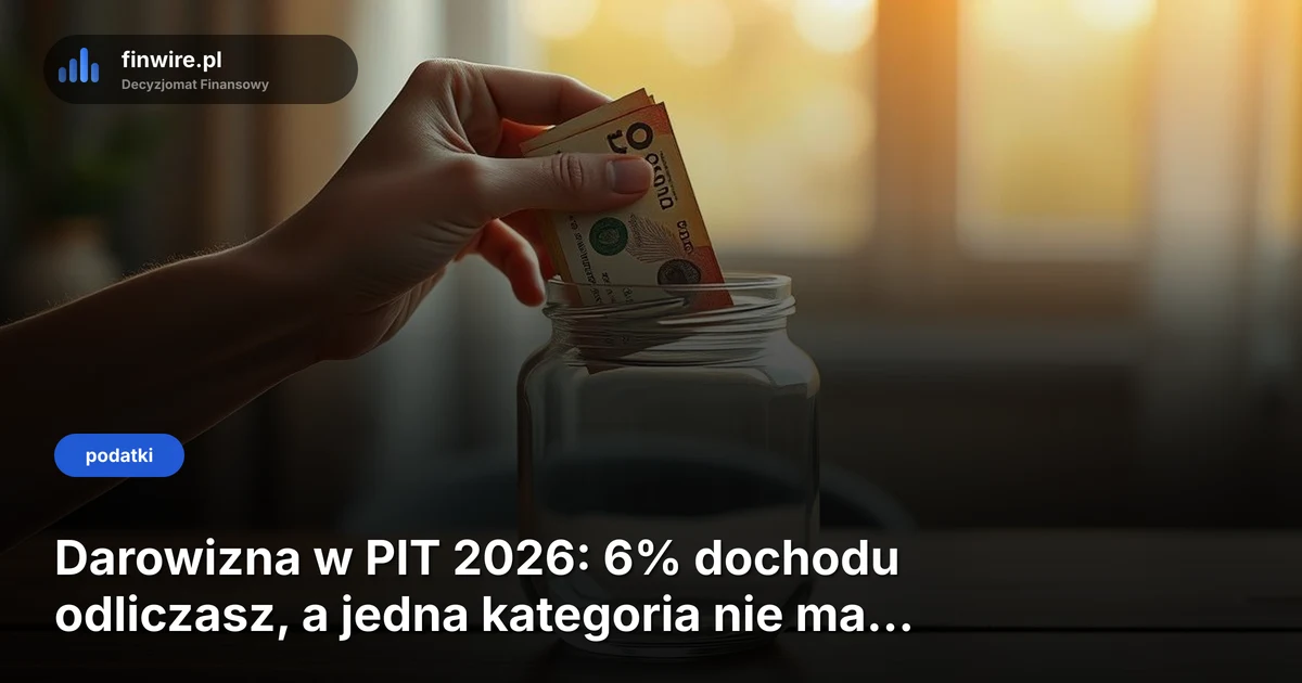 Darowizna w PIT 2026: 6% dochodu odliczasz, a jedna kategoria nie ma limitu