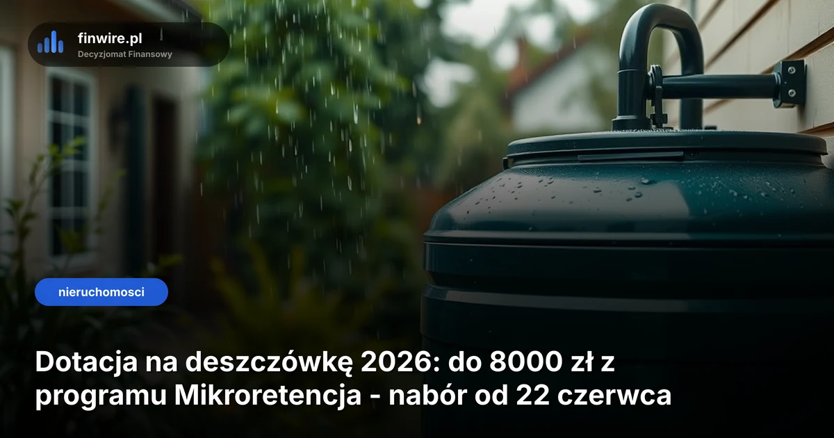 Dotacja na deszczówkę 2026: do 8000 zł z programu Mikroretencja - nabór od 22 czerwca