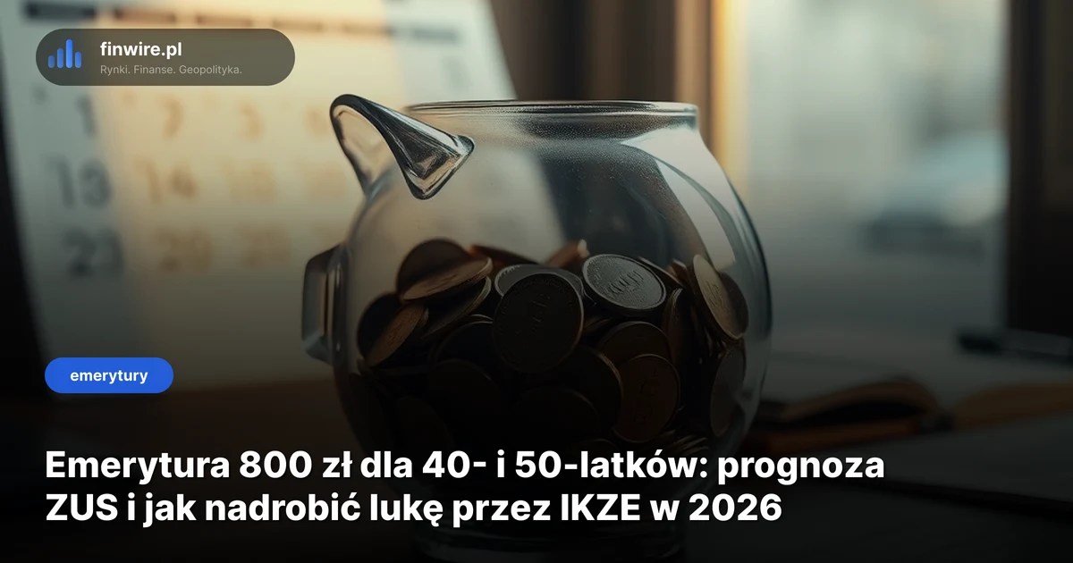 Emerytura 800 zł dla 40- i 50-latków: prognoza ZUS i jak nadrobić lukę przez IKZE w 2026