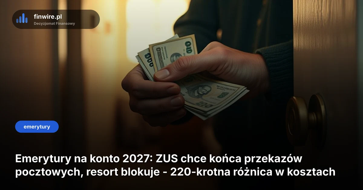 Emerytury na konto 2027: ZUS chce końca przekazów pocztowych, resort blokuje - 220-krotna różnica w kosztach