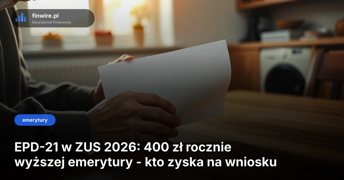 EPD-21 w ZUS 2026: 400 zł rocznie wyższej emerytury - kto zyska na wniosku
