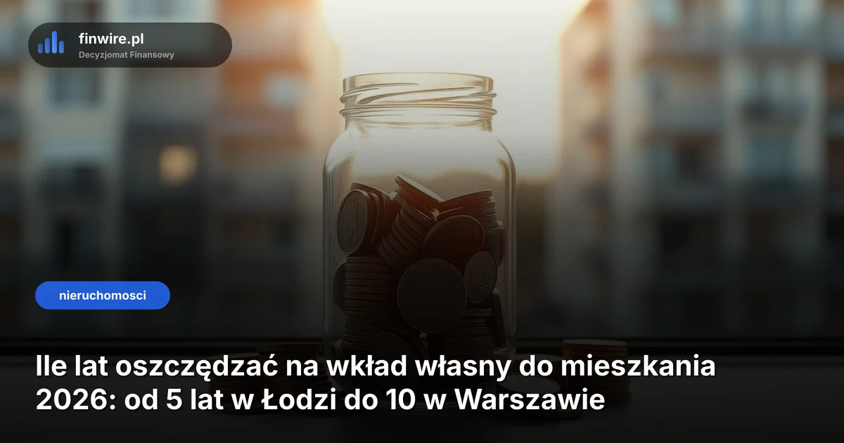 Ile lat oszczędzać na wkład własny do mieszkania 2026: od 5 lat w Łodzi do 10 w Warszawie