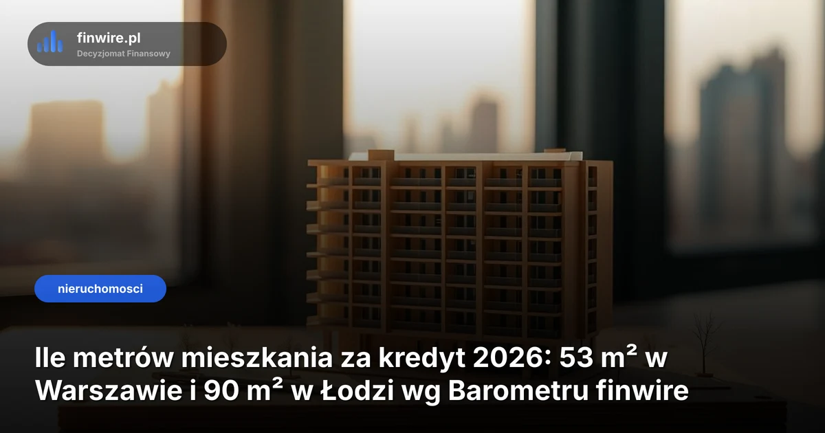 Ile metrów mieszkania za kredyt 2026: 53 m² w Warszawie i 90 m² w Łodzi wg Barometru finwire