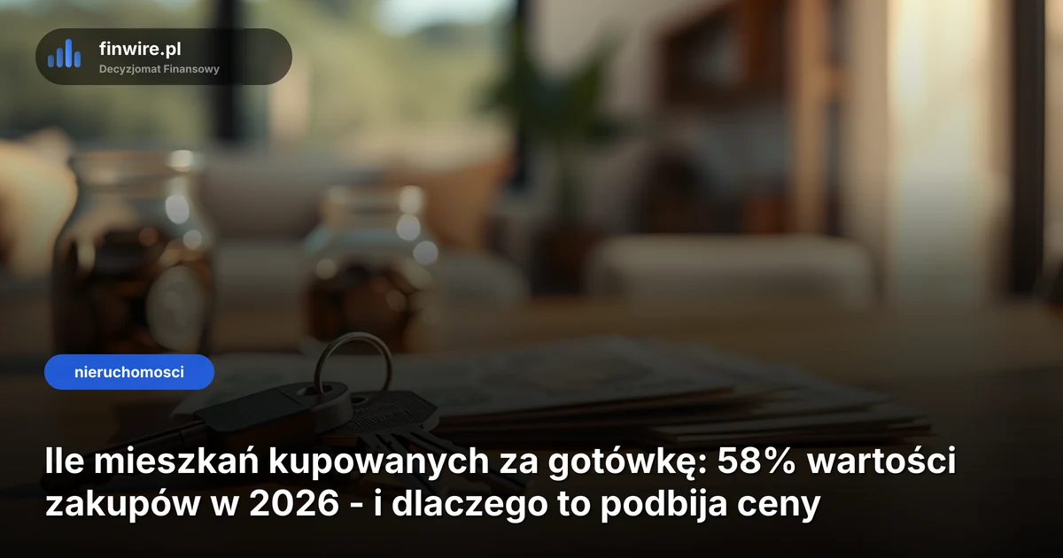Ile mieszkań kupowanych za gotówkę: 58% wartości zakupów w 2026 - i dlaczego to podbija ceny