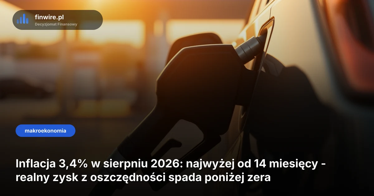 Inflacja 3,4% w sierpniu 2026: najwyżej od 14 miesięcy - realny zysk z oszczędności spada poniżej zera