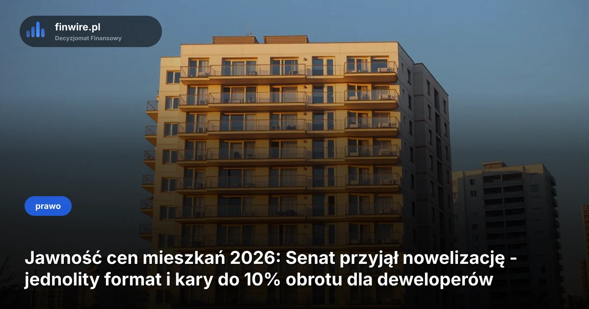 Jawność cen mieszkań 2026: Senat przyjął nowelizację - jednolity format i kary do 10% obrotu dla deweloperów