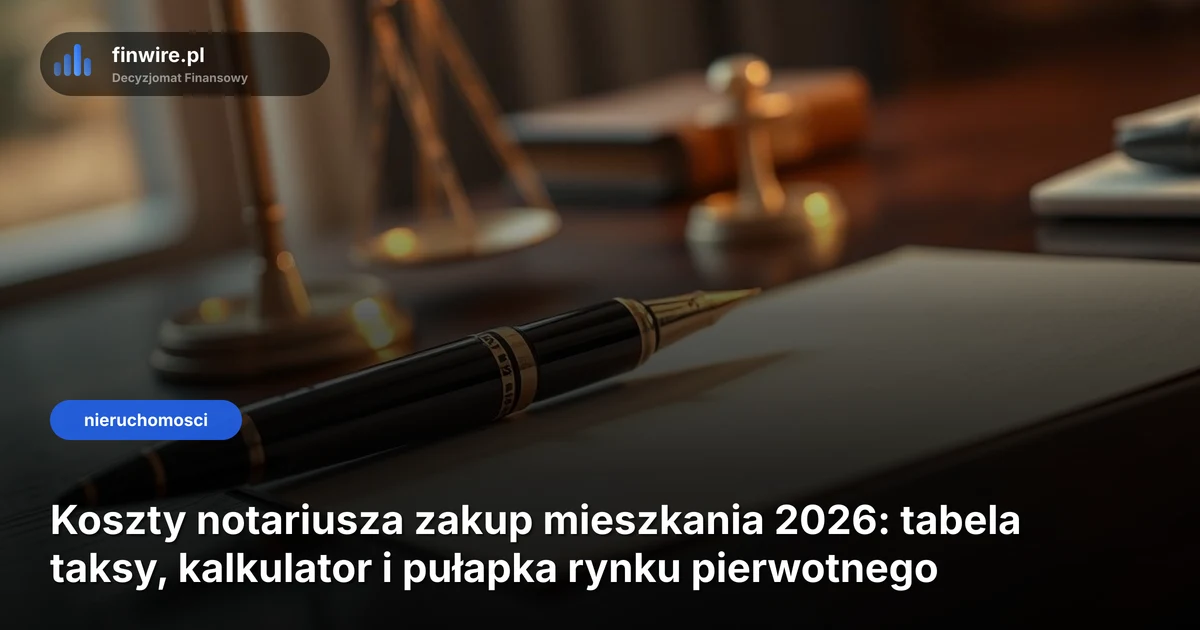 Koszty notariusza zakup mieszkania 2026: tabela taksy, kalkulator i pułapka rynku pierwotnego