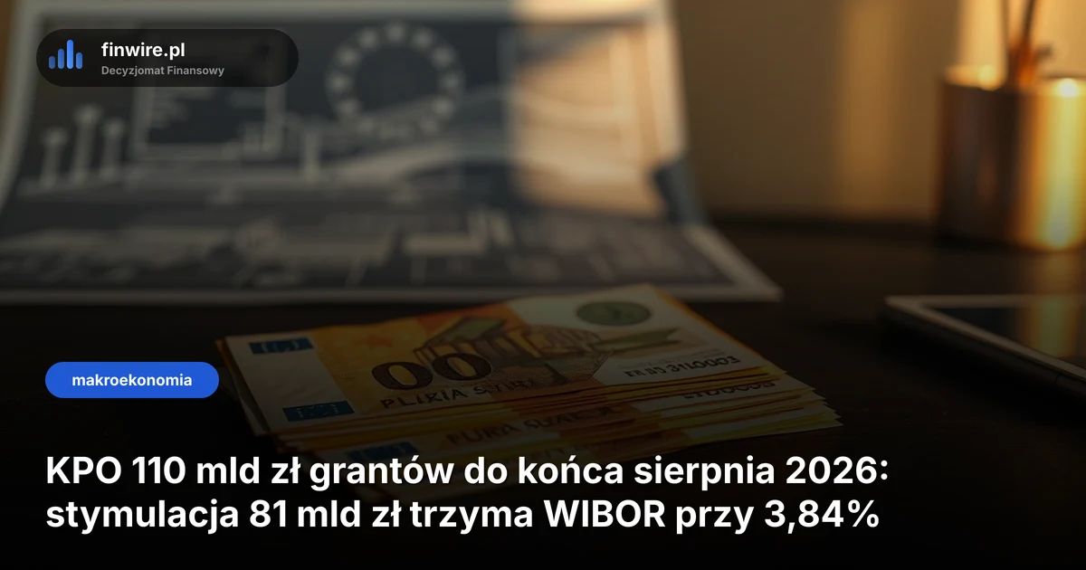 KPO 110 mld zł grantów do końca sierpnia 2026: stymulacja 81 mld zł trzyma WIBOR przy 3,84%