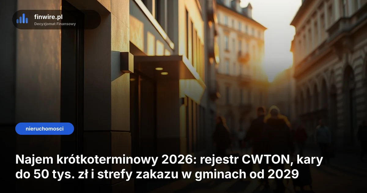 Najem krótkoterminowy 2026: rejestr CWTON, kary do 50 tys. zł i strefy zakazu w gminach od 2029