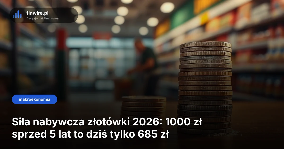 Siła nabywcza złotówki 2026: 1000 zł sprzed 5 lat to dziś tylko 685 zł