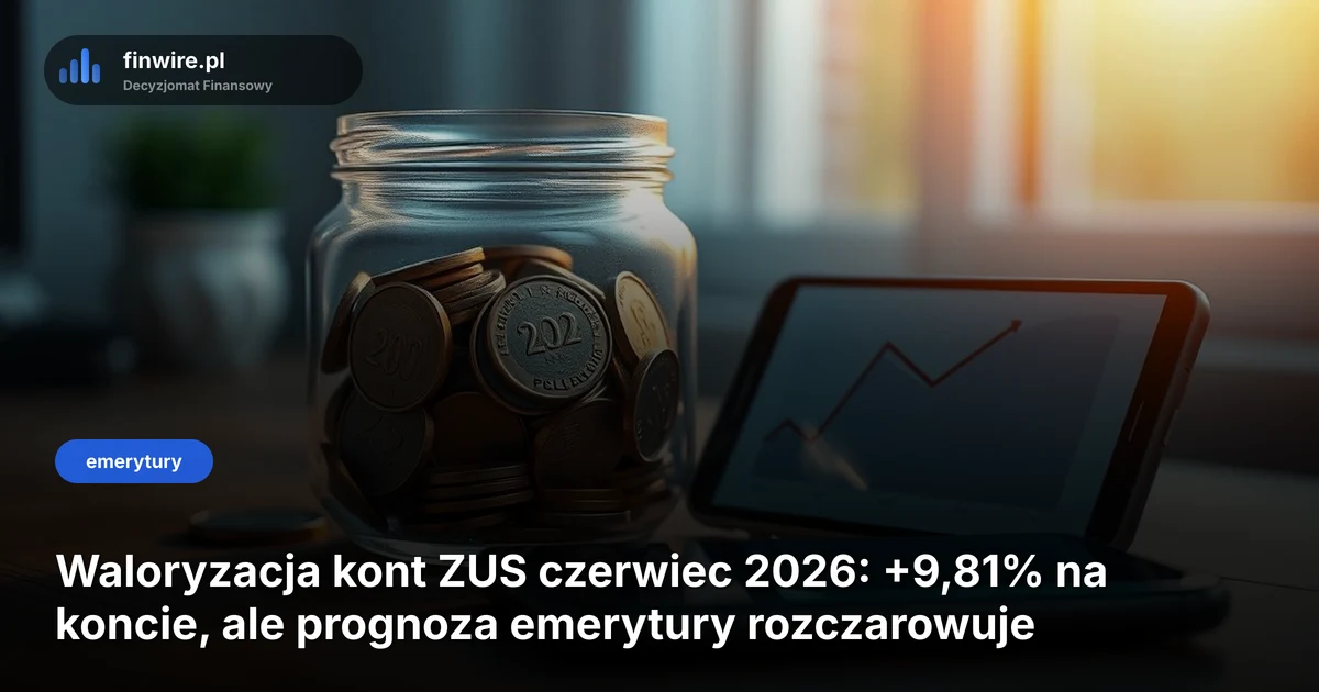 Waloryzacja kont ZUS czerwiec 2026: +9,81% na koncie, ale prognoza emerytury rozczarowuje