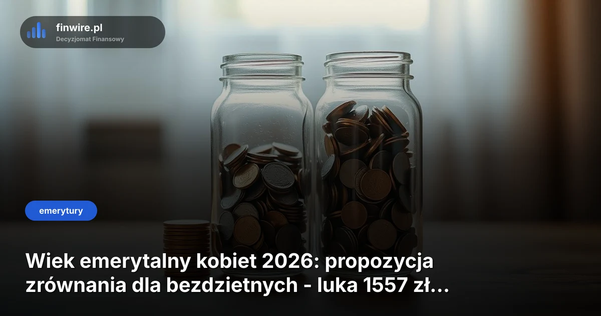 Wiek emerytalny kobiet 2026: propozycja zrównania dla bezdzietnych - luka 1557 zł zostaje