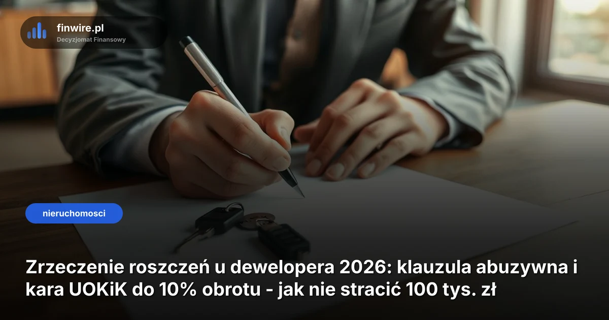 Zrzeczenie roszczeń u dewelopera 2026: klauzula abuzywna i kara UOKiK do 10% obrotu - jak nie stracić 100 tys. zł